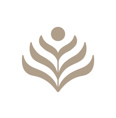 The School for Psychics logo, a stylized flower or plant with multiple symmetrical leaves and a circular shape above it, in a minimalist design.