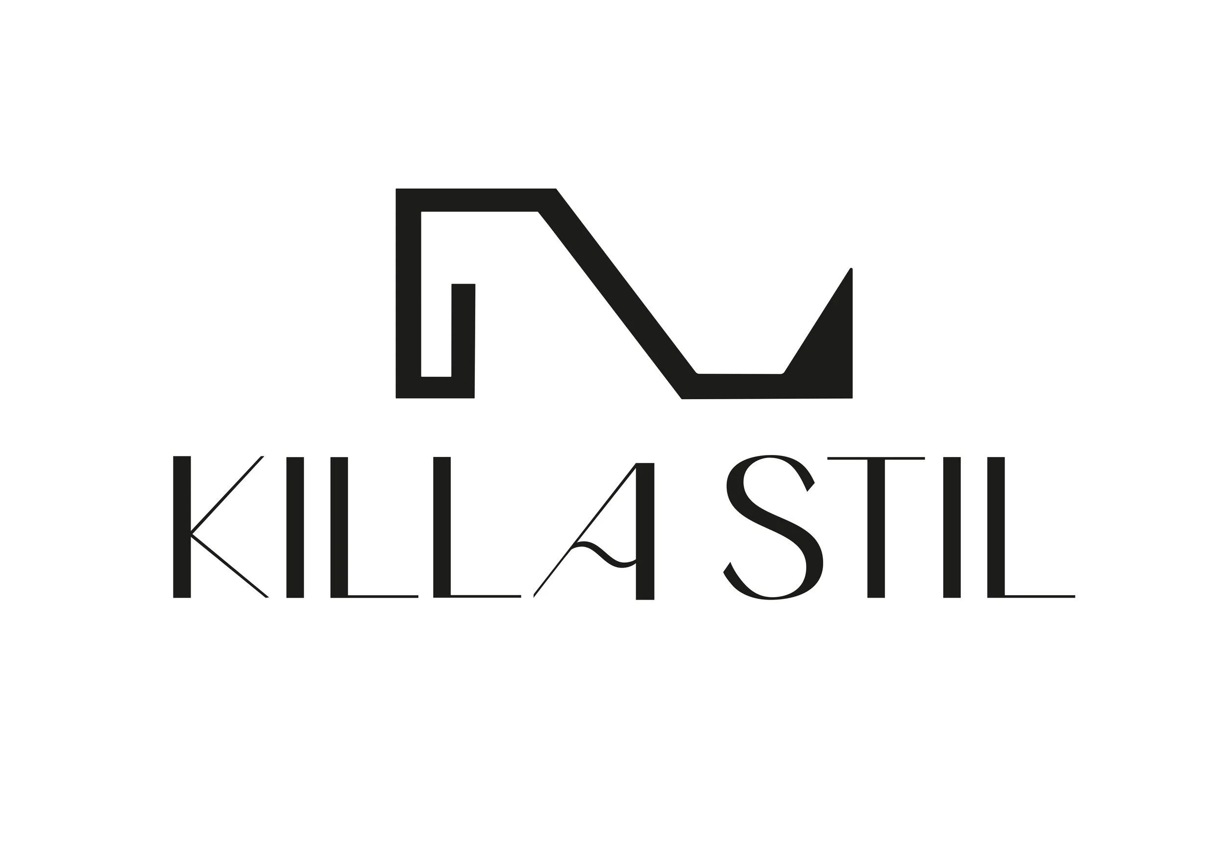 Black and white logo with a stylized geometric symbol above the text 'KILLA STIL' in elegant serif font.
