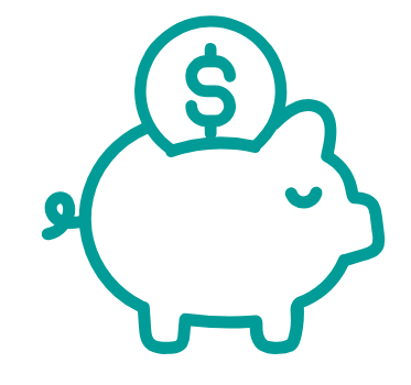 A piggy bank with a dollar sign on a coin inside its slot