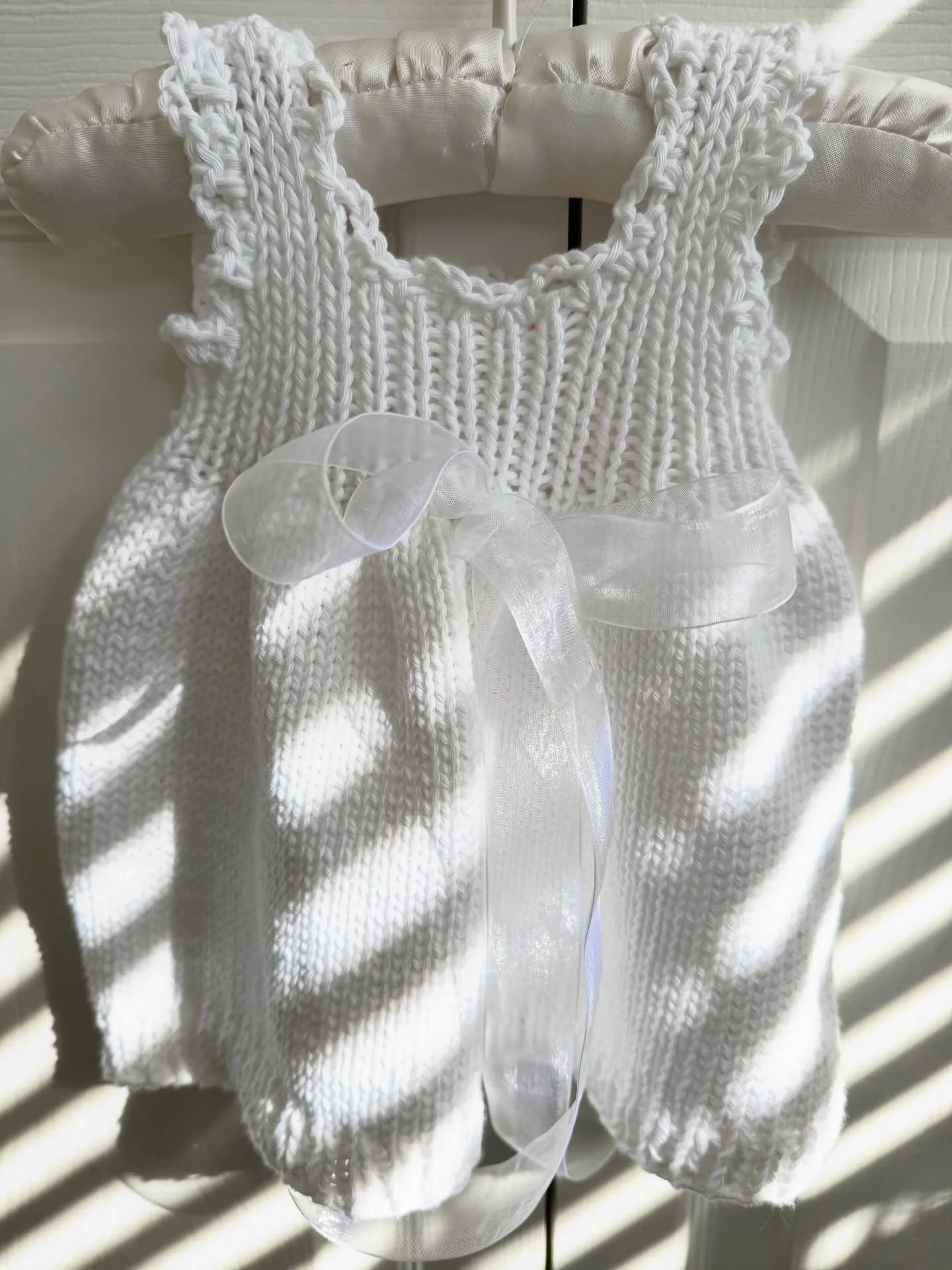 This isn&rsquo;t just a dress&mdash; it&rsquo;s a keepsake 🧶
Handknit with love, soft enough for sensitive skin, and made to be worn, washed, and passed down.
✨ Ready to ship
✨ Size 12 mo. 
✨ One of a kind
Tap the link to shop before it&rsquo;s gone