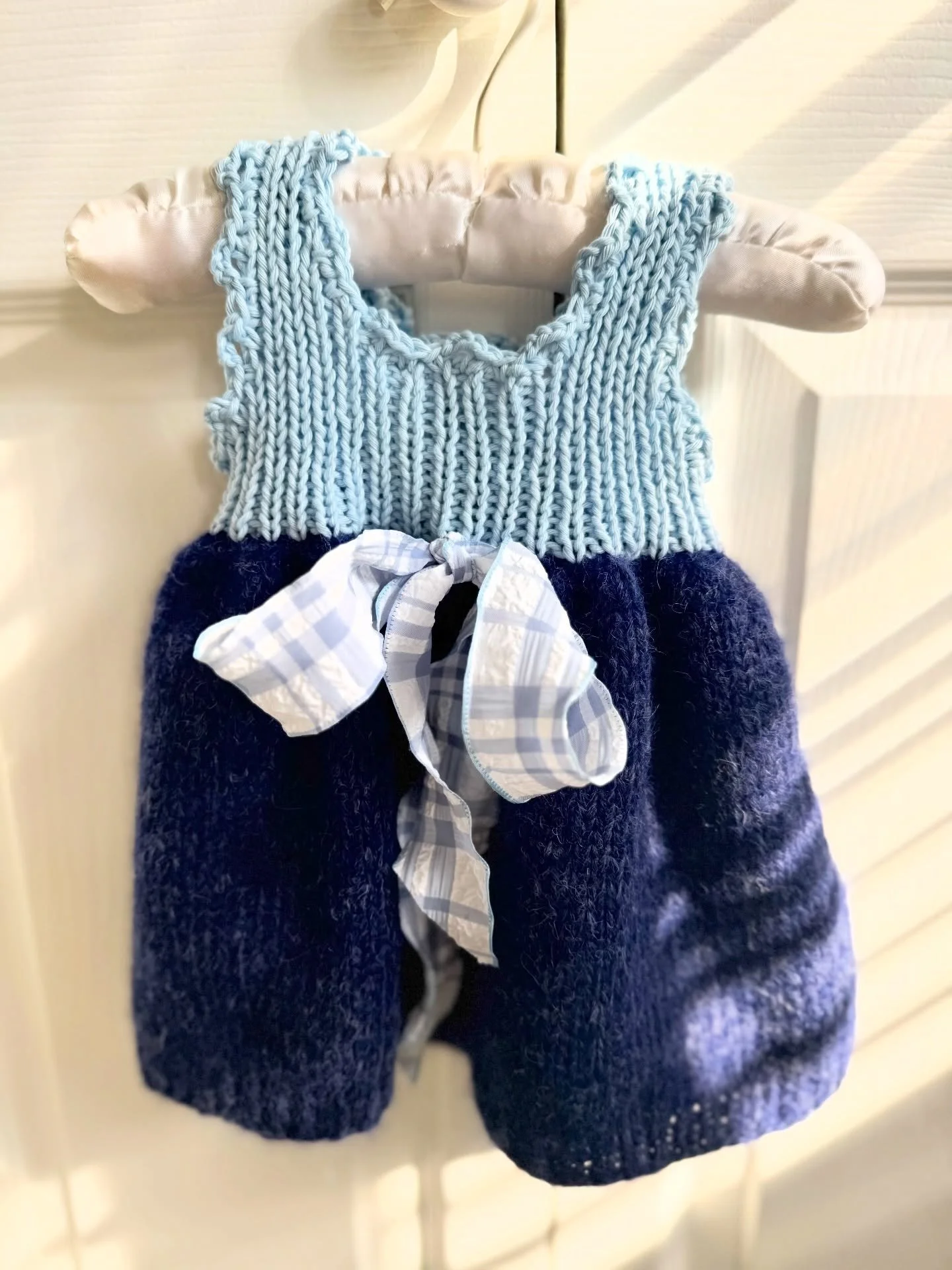 ✨ Hand-Knit Baby Dress &mdash; Size 6 Months ✨ 
Soft, cozy, and made by hand. 🧶 This one-of-a-kind dress is perfect for special outings, photos, or everyday sweetness. Gentle on baby&rsquo;s skin and beautifully crafted with heirloom quality care. 
