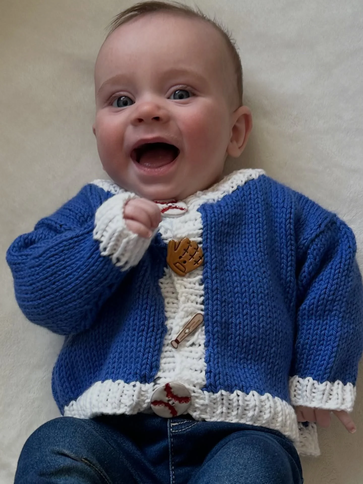 Littlest cutie in a Caroline Burke Knits!!! 💙💙⚾️⚾️