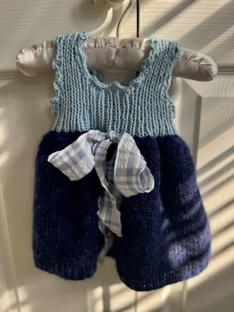 Blue with Plaid Bow Sweater Dress - 6mo.