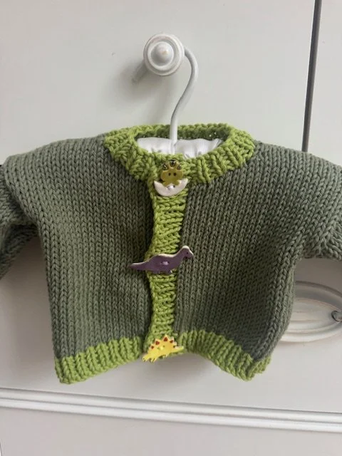 Green Dino Cardigan - 3 mo.