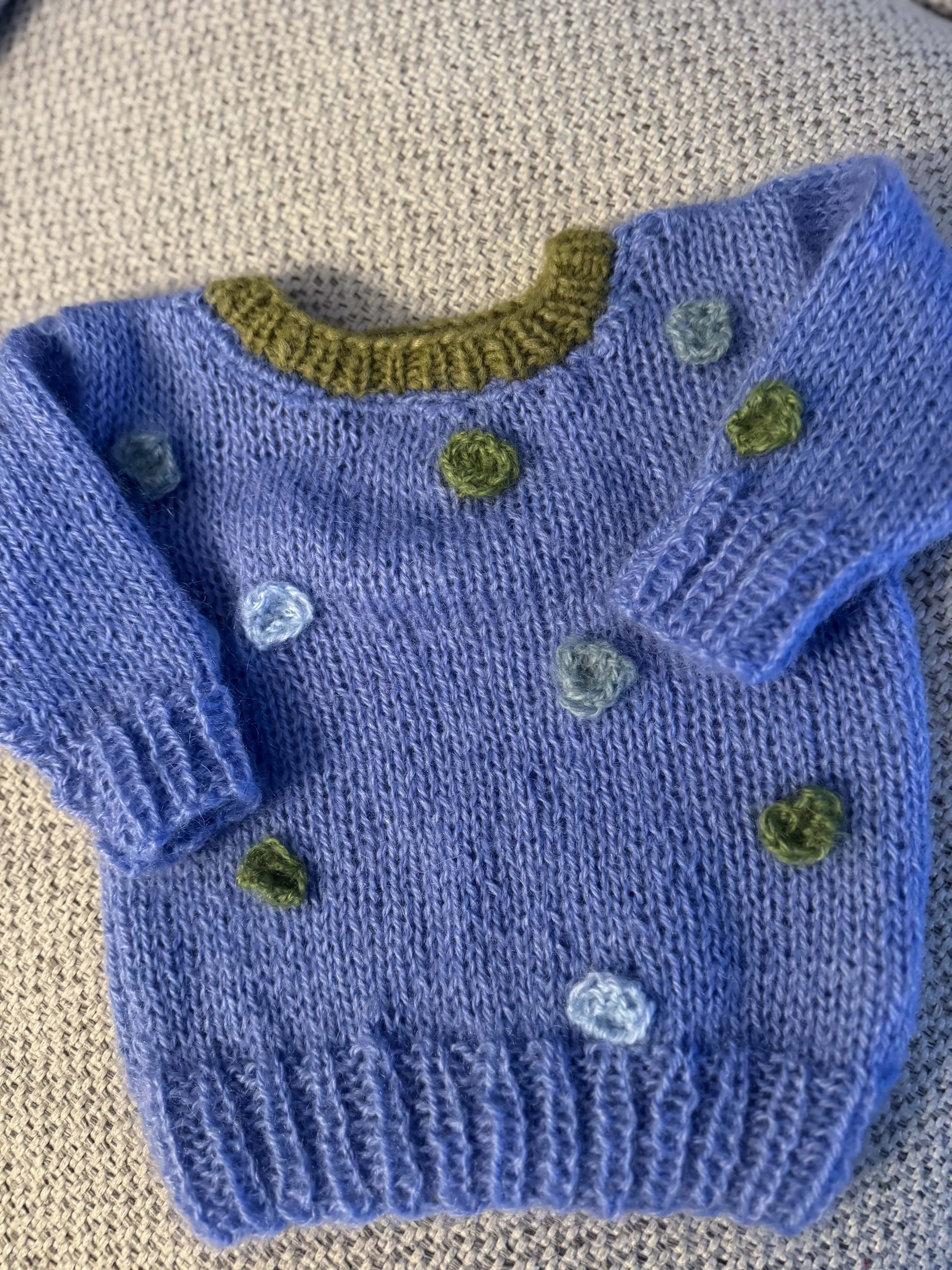 Blue & Green Pom Pom Pullover - 12mo.