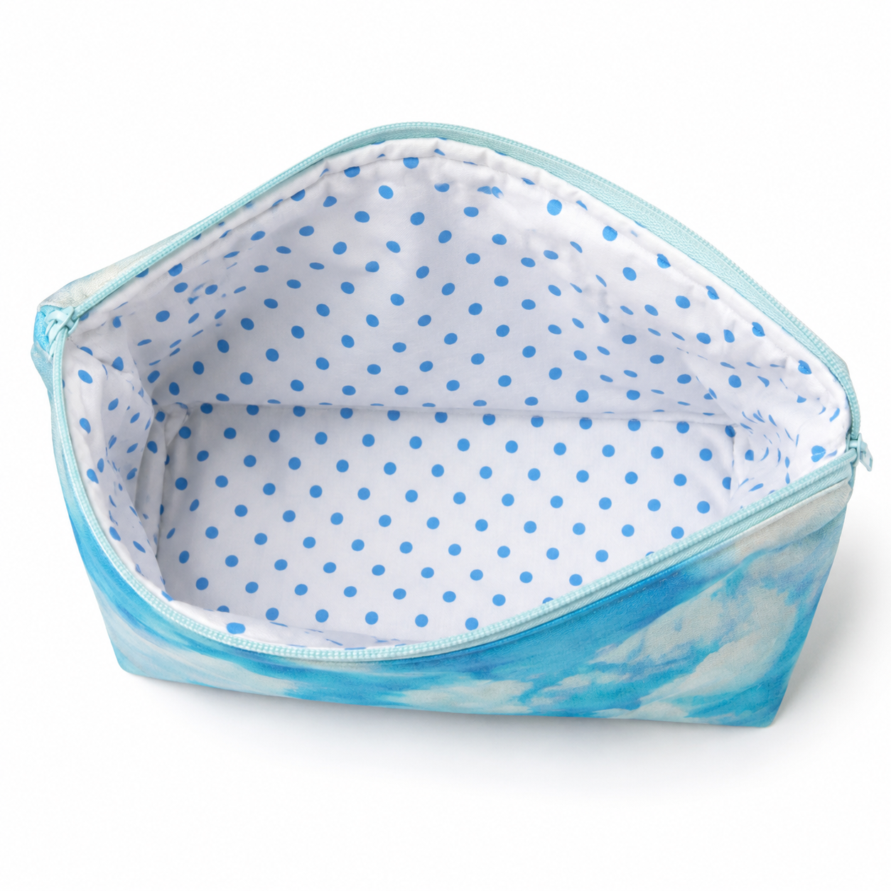 Zipper Pouch - Large - Cloud Print with Dots Interiot.png
