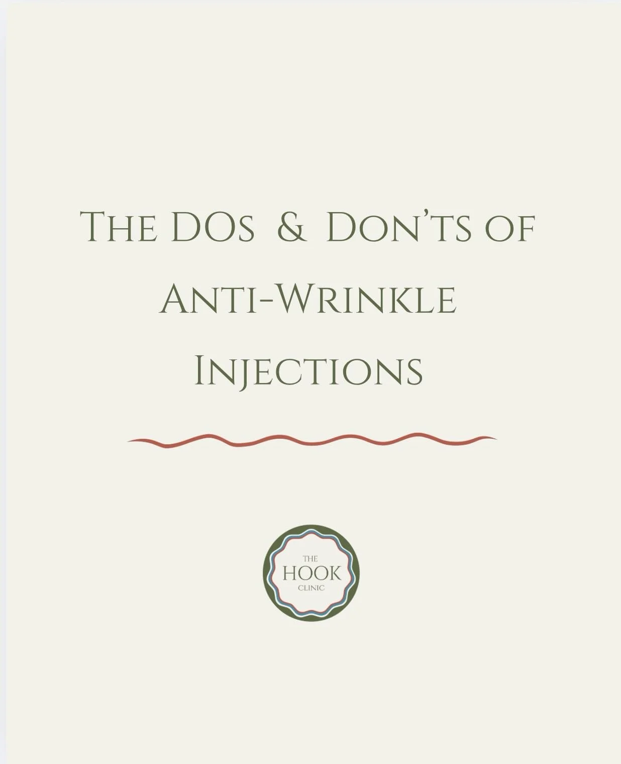 Anti-wrinkle injections are not &lsquo;one size fits all&rsquo; . 

Your unique features, story and goals and all taken into account when considering anti-wrinkle injections here at The Hook Clinic. 

All procedures are carried out by our experienced