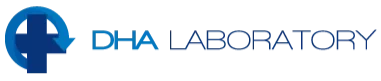 DHA Laboratory logo with a stylized blue and teal circular graphic and text