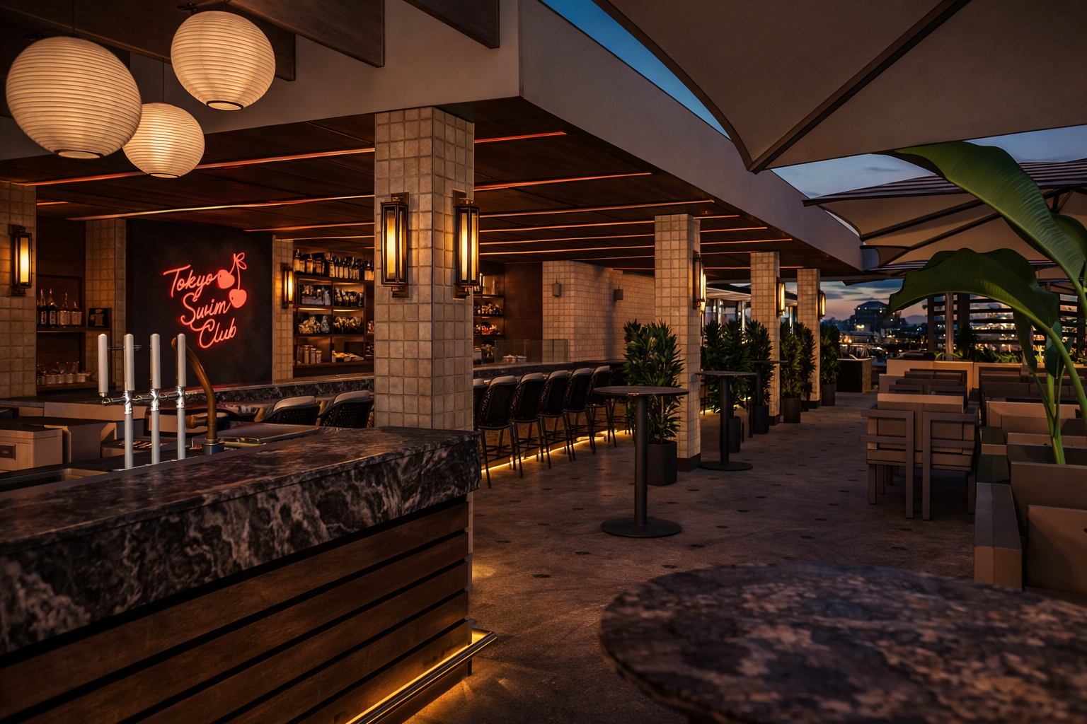 Tokyo Swim Club is an upcoming 1960s-inspired Japanese rooftop lounge and izakaya opening in Ybor City.