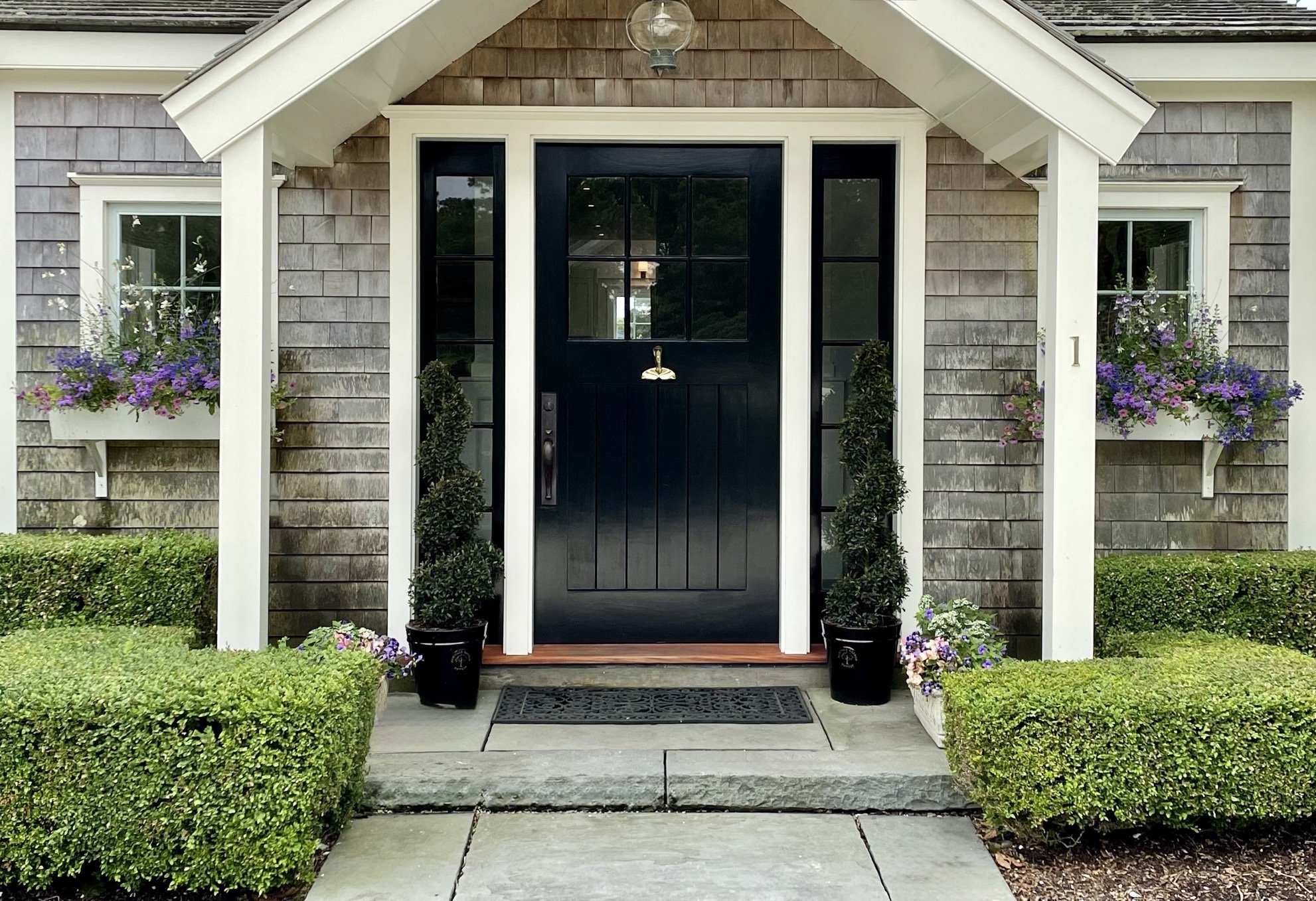 Front entry of One Pochick Avenue, Nantucket