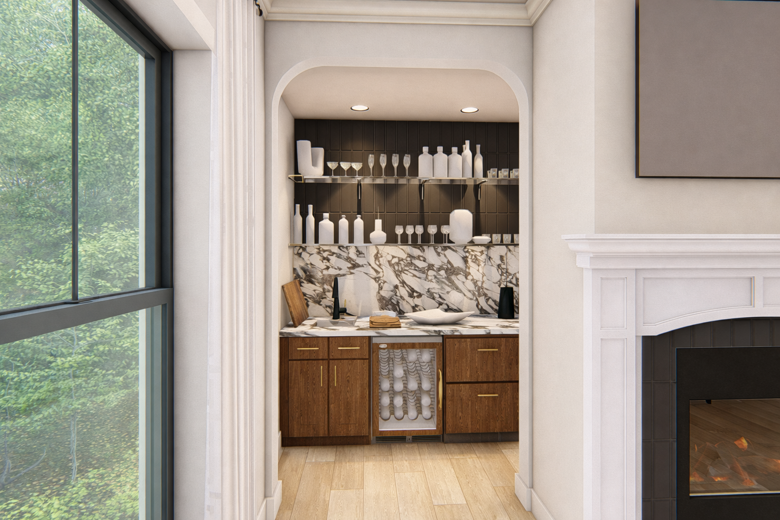 Cozy bar nook by the fireplace.png