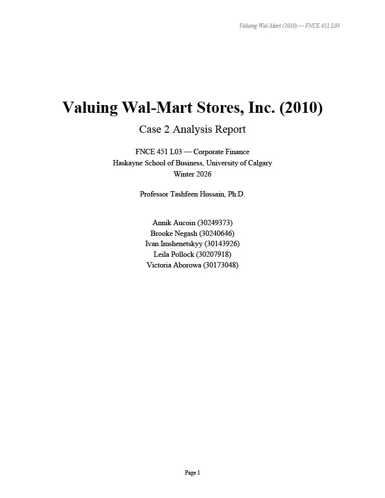 Valuing Wal-Mart
