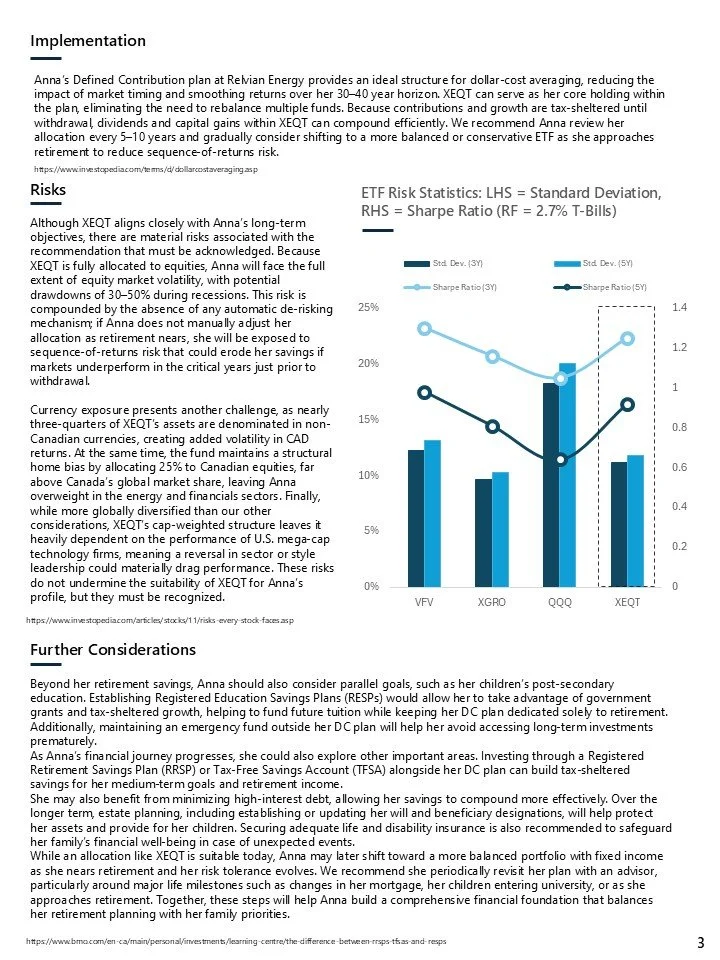 Financial document discussing investment strategies, risks, and considerations with charts and text.