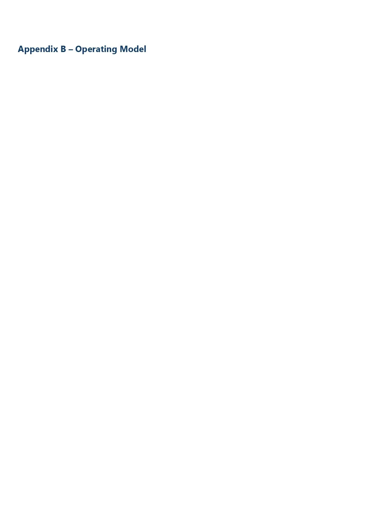 Page titled 'Appendix B – Operating Model' with no additional visible content.