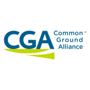 Logo for Common Ground Alliance (CGA), featuring blue and green stylized text and graphics.