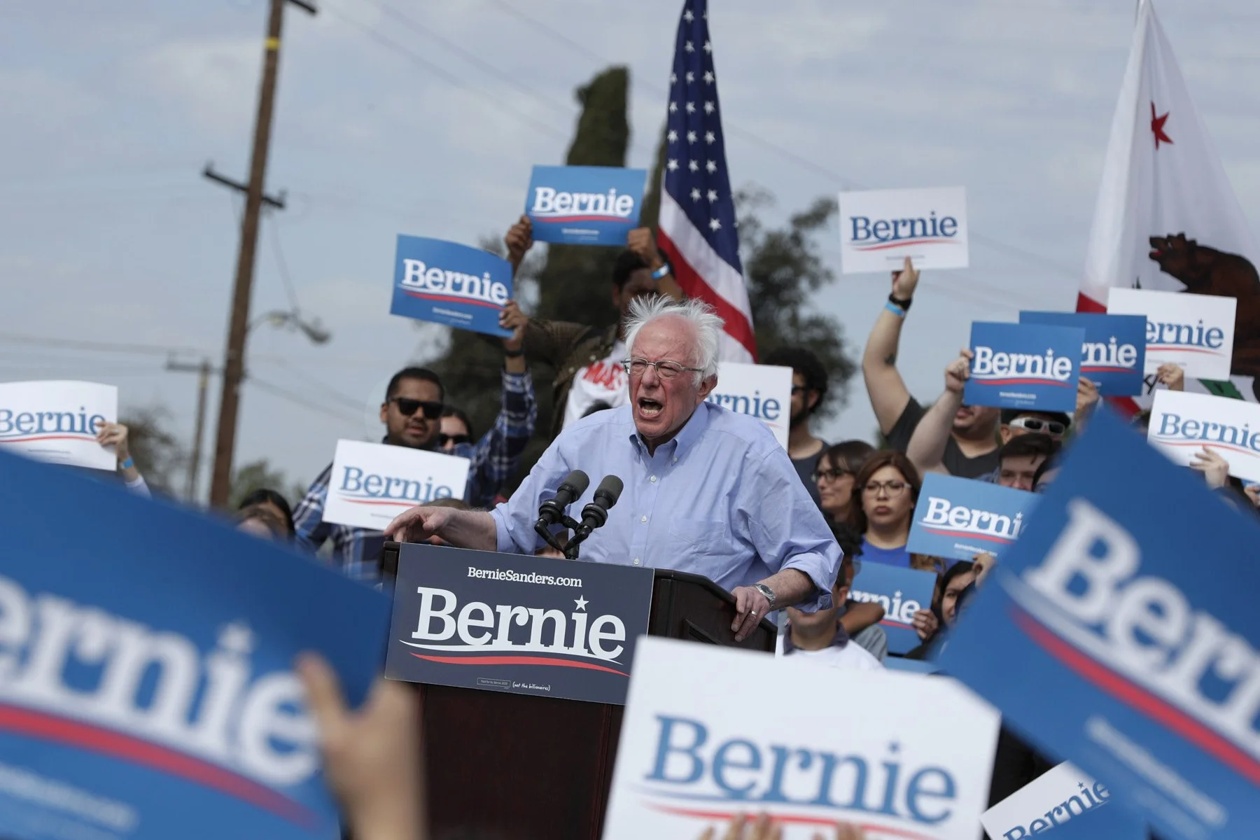SANTA ANA, CALIFORNIA, FEBRUARY 21, 2020. Senator Bernie Sanders holding a campaign rally for the Democratic Party presidential primaries.