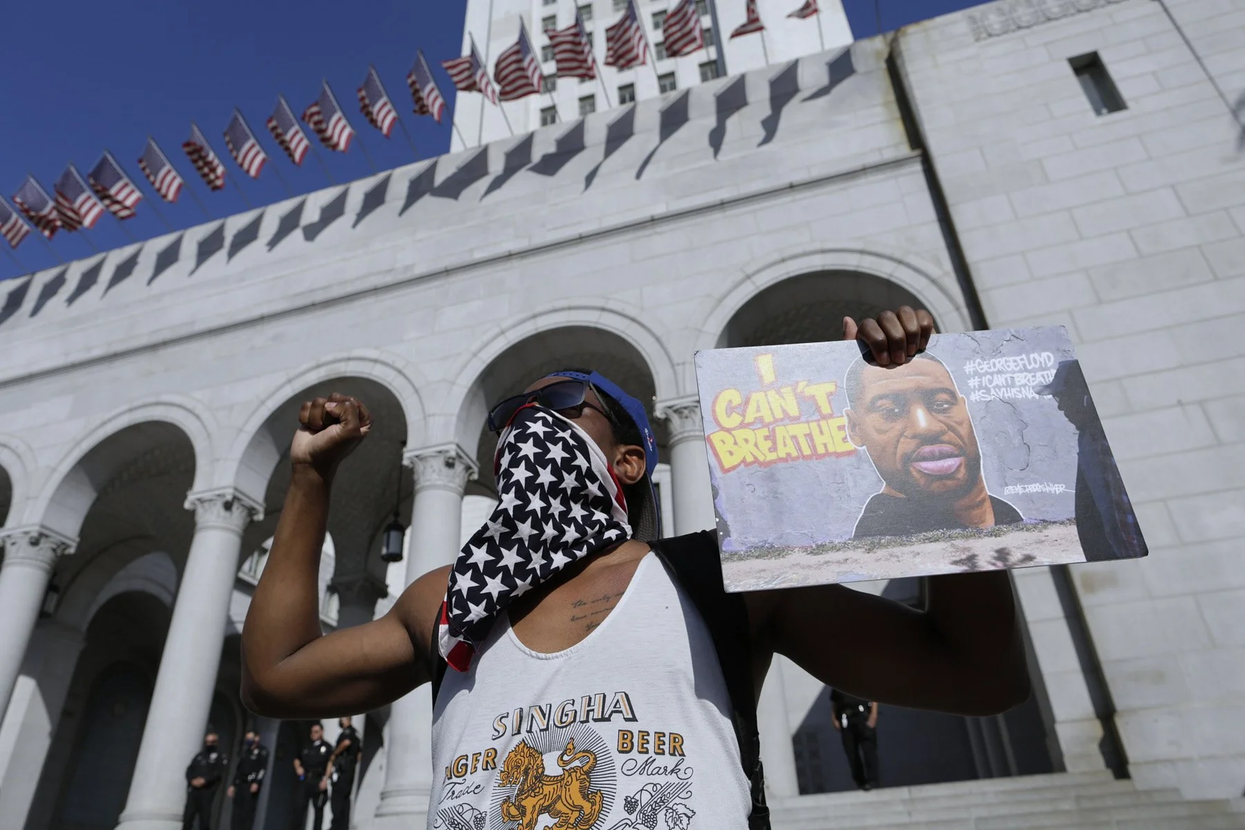 LOS ANGELES, CALIFORNIA, JUNE 4, 2020. Protest over George Floyd killing by police.