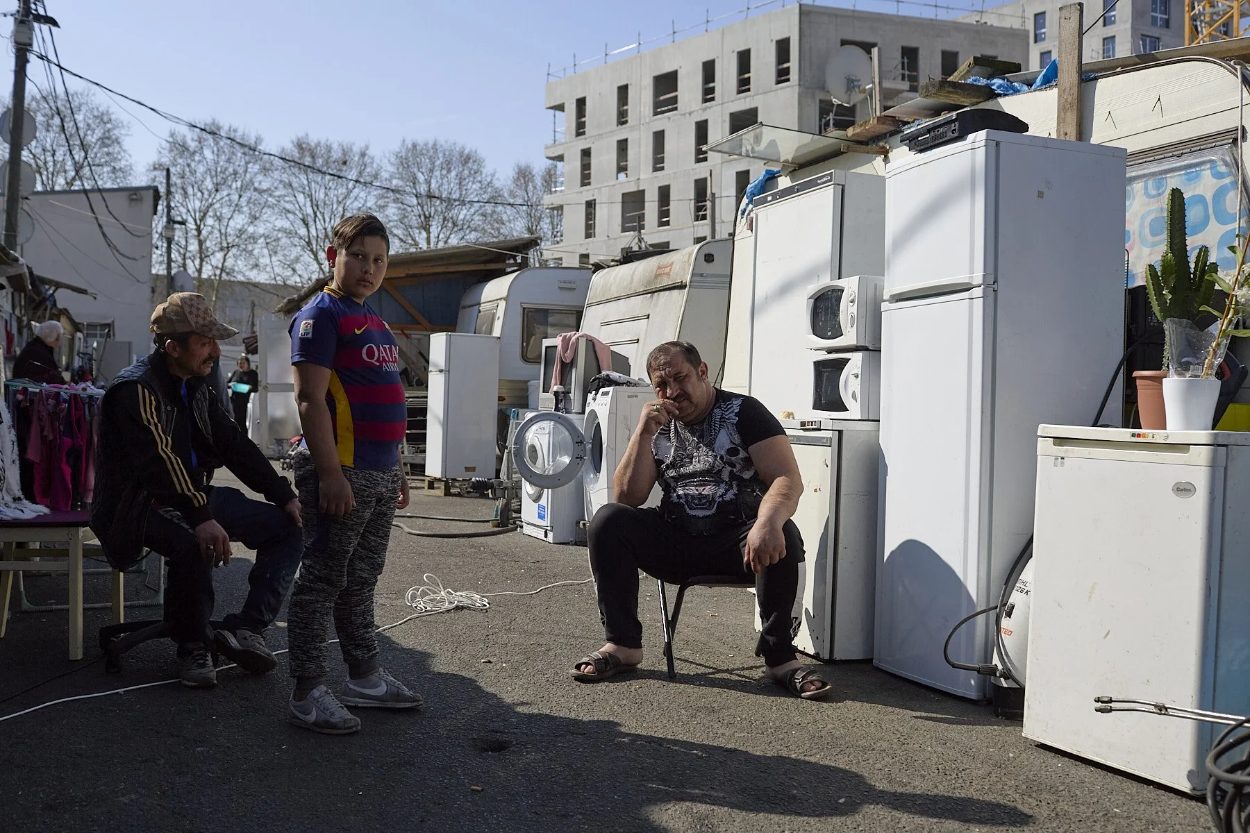 BOBIGNY, FRANCE, MARCH 31, 2019. A Romani community in Paris suburbs, target of racist attacks after rumors of children abductions, facing eviction for housing projects.