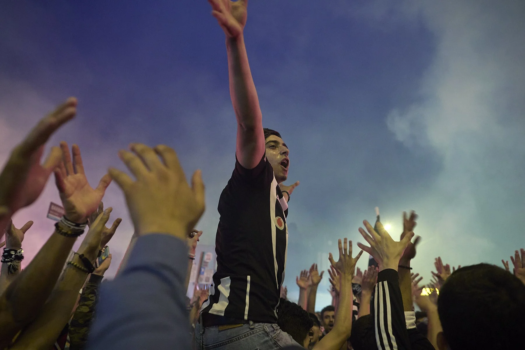 ISTANBUL, TURKEY, JUNE 3, 2017. Beşiktaş supporters celebrating the soccer Süper Lig championship.