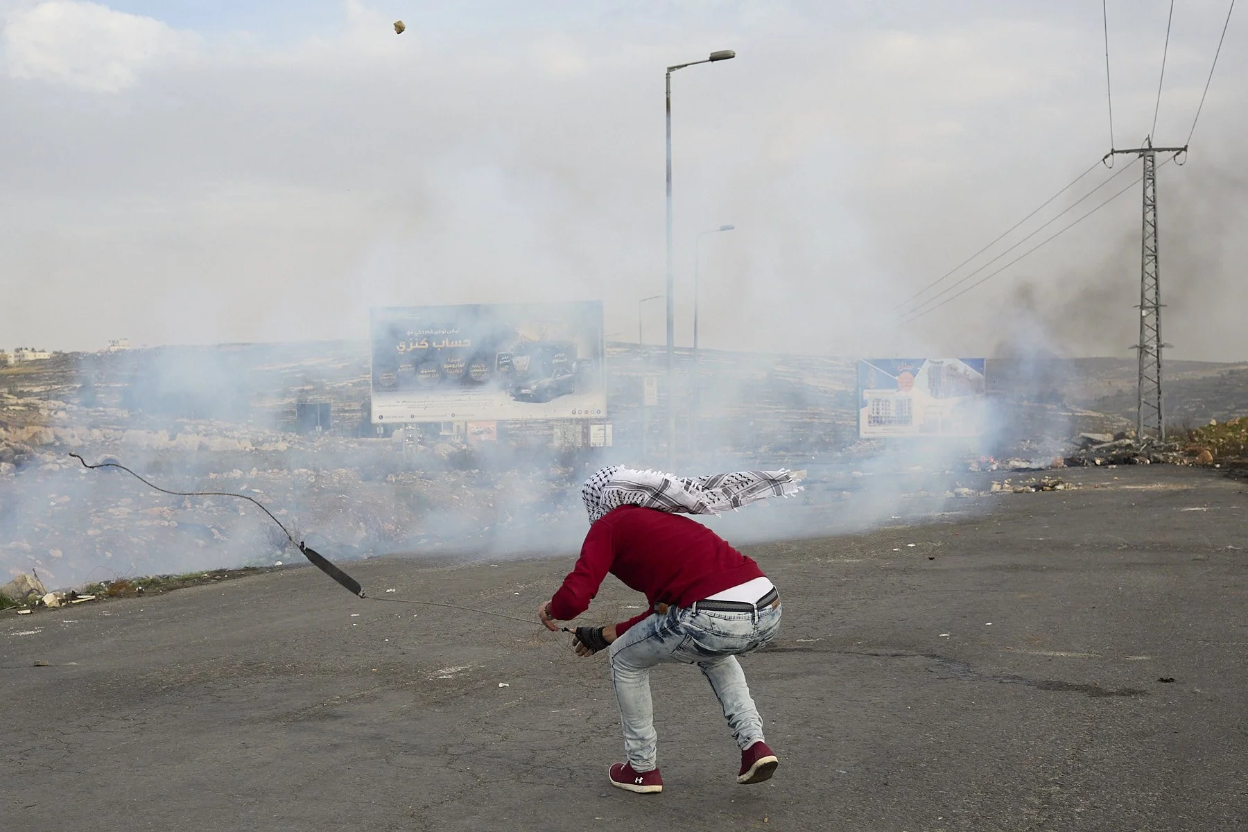 RAMALLAH, WEST BANK, DECEMBER 29, 2017. Clashes with Israeli soldiers following the U.S. embassy relocation from Tel Aviv to Jerusalem by the Trump administration.
