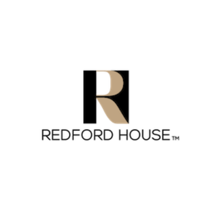 Logo of Redford House featuring a stylized letter R in black and beige with the text "REDFORD HOUSE" below.