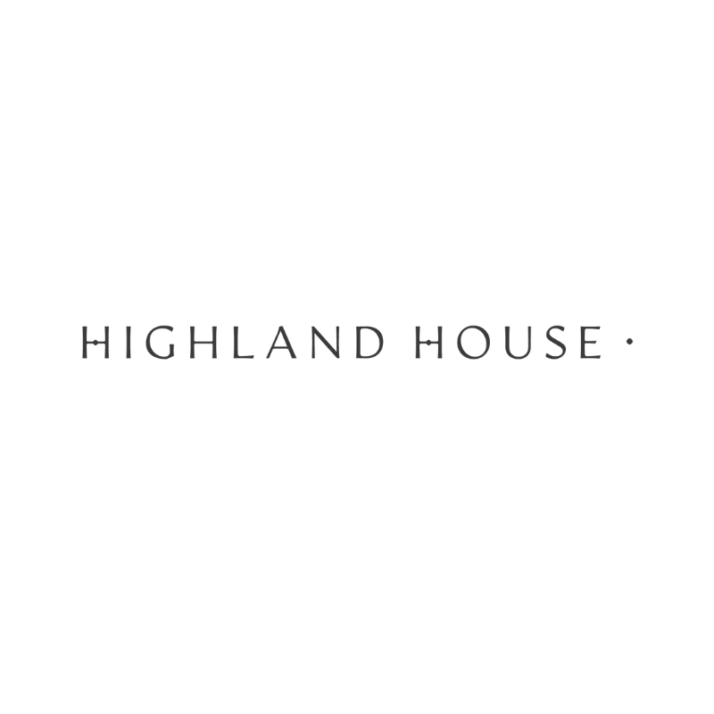 Logo with the text 'HIGHLAND HOUSE' in black on a white background.
