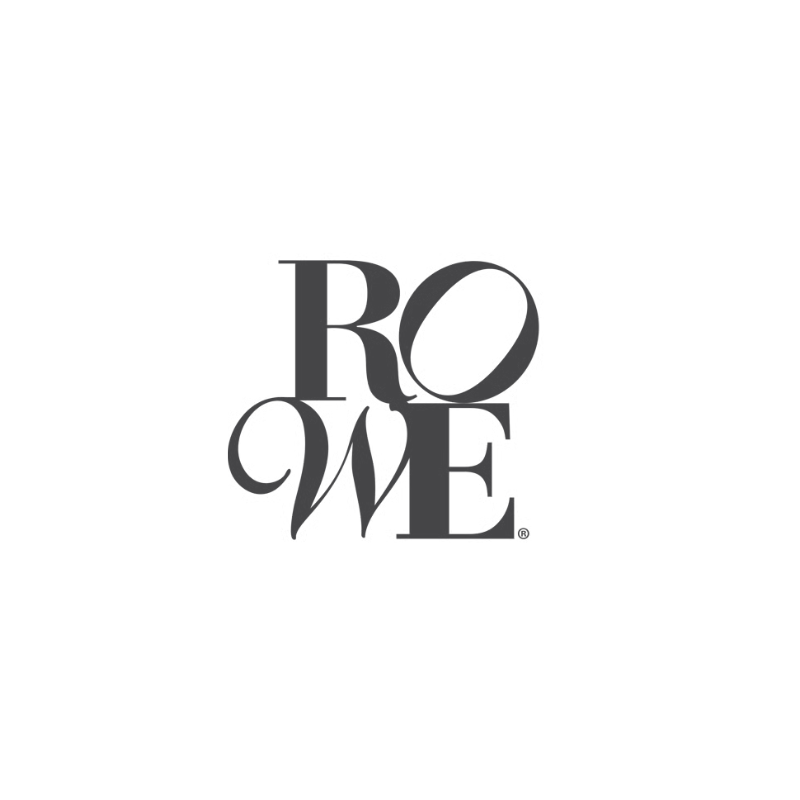 Black and white graphic with the word 'LOVE' arranged artistically, with the 'O' replaced by the word 'RO' and the 'W' integrated into the design.