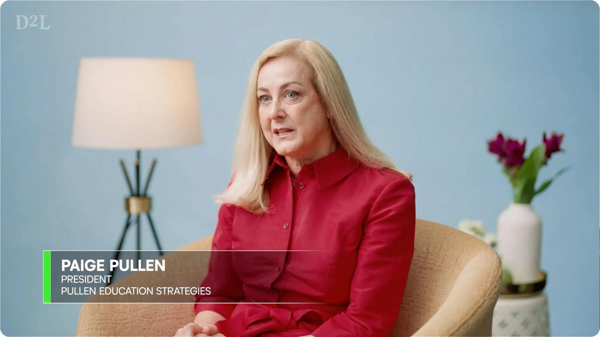 Paige taking D2L interview about AI and education.