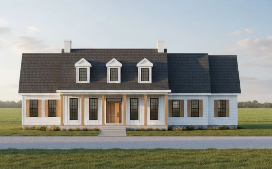Colonial style luxury, custom farmhouse being built in in North Carolina by Patterson building group LLC