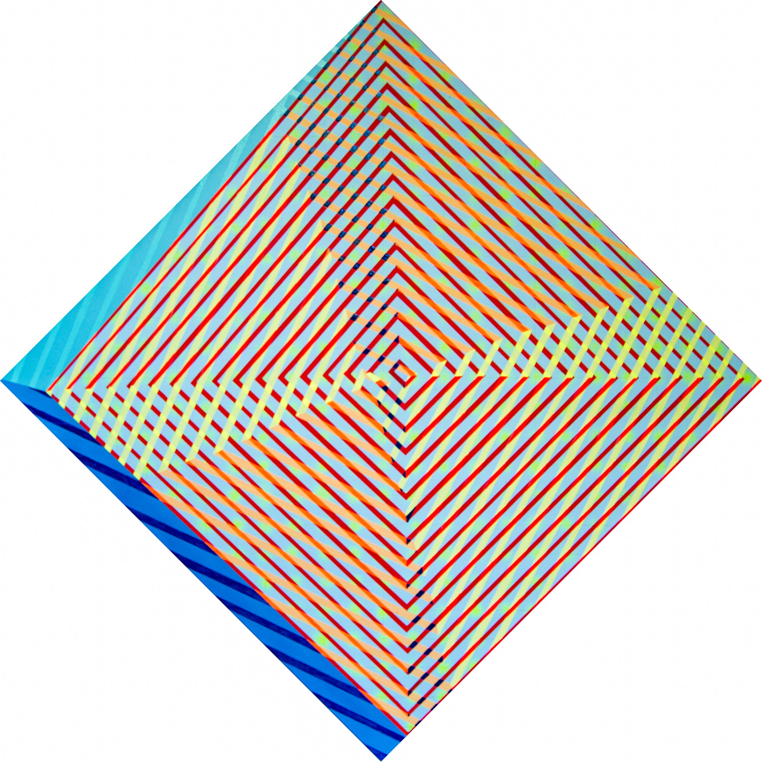 Moire Diamond, 2016, acrylic, and enamel on board -36 x 36 in.