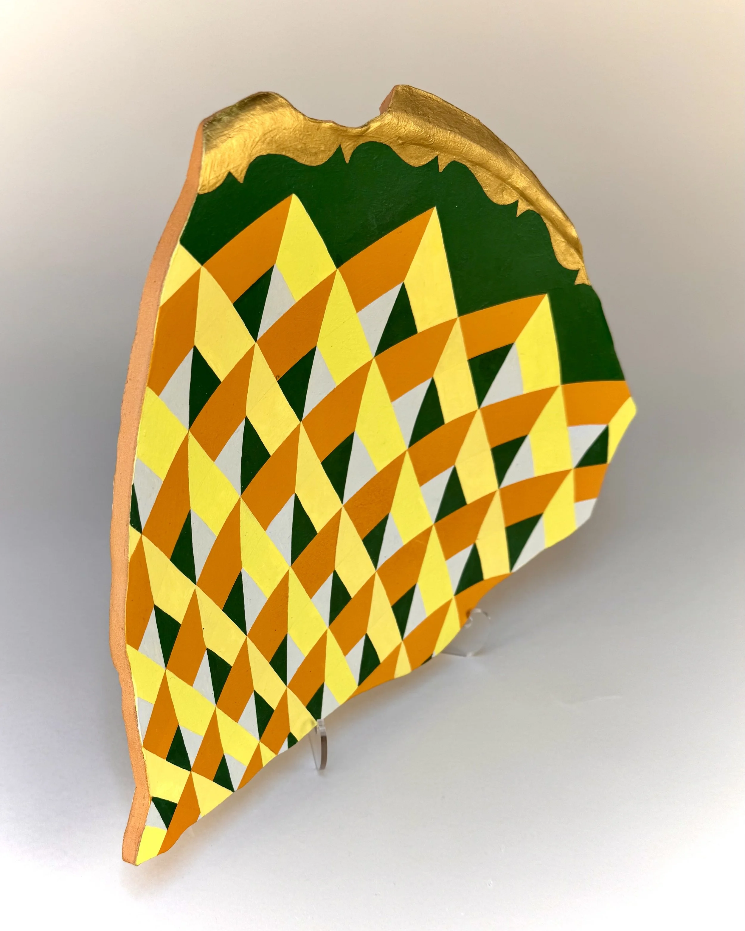 Untitled: Shard (PV22), 2025.  Acrylic and on ceramic - 11 x 13 in.