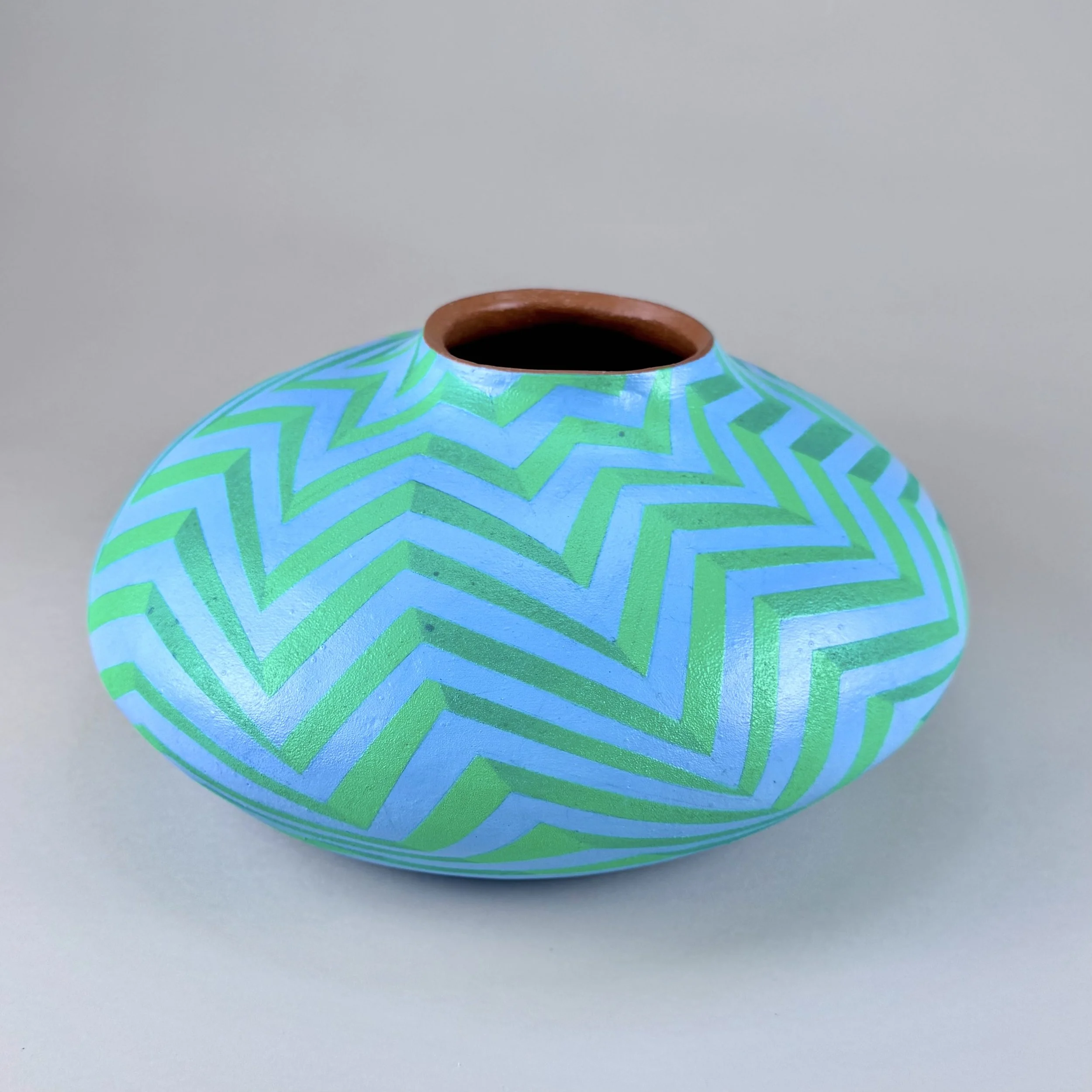 Untitled: After Riley 2 (PV10), 2025.  Acrylic on ceramic - 5 x 10 in.