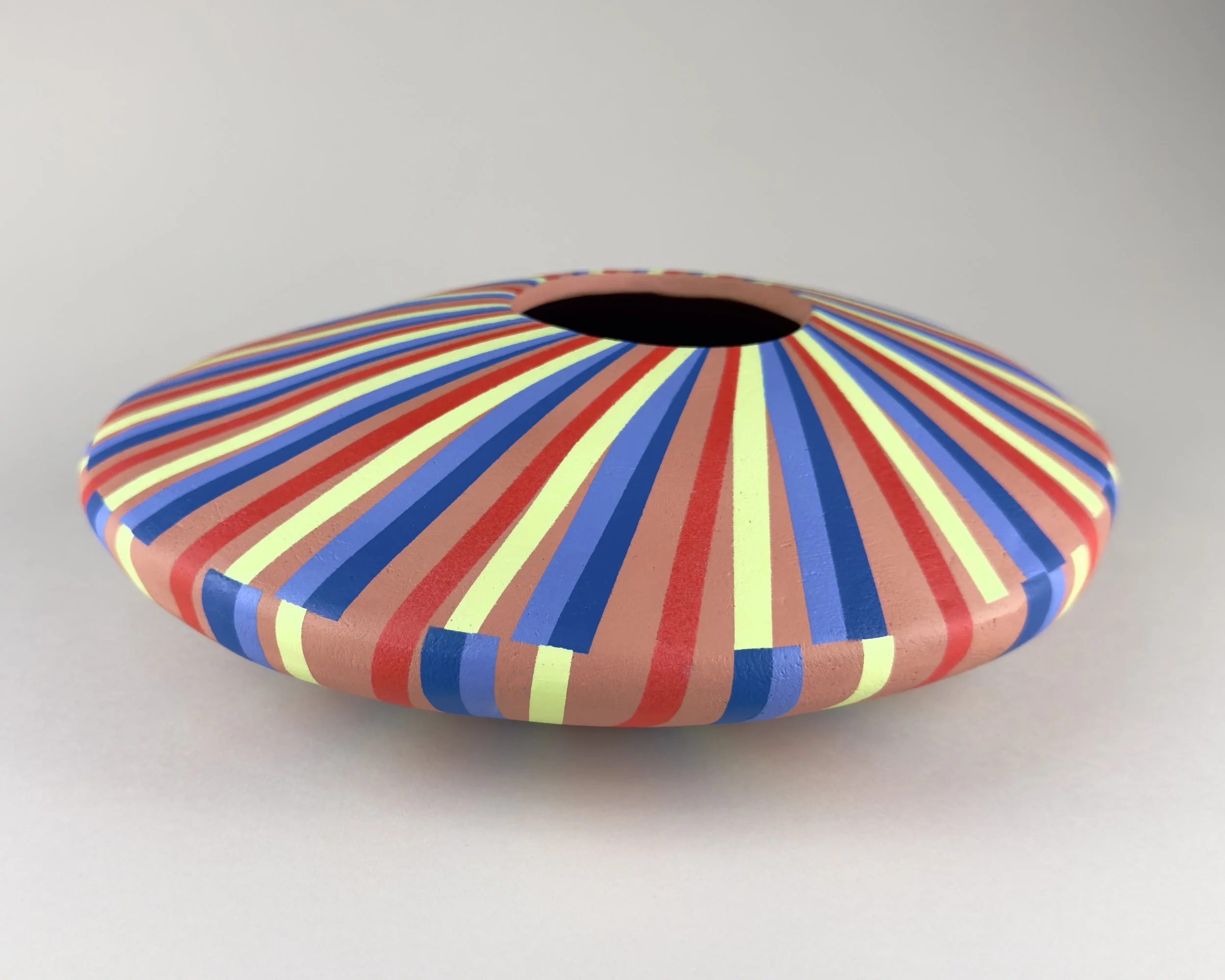 Untitled: Disco 1 (PV13), 2025.  Acrylic on ceramic - 3 x 12 in.