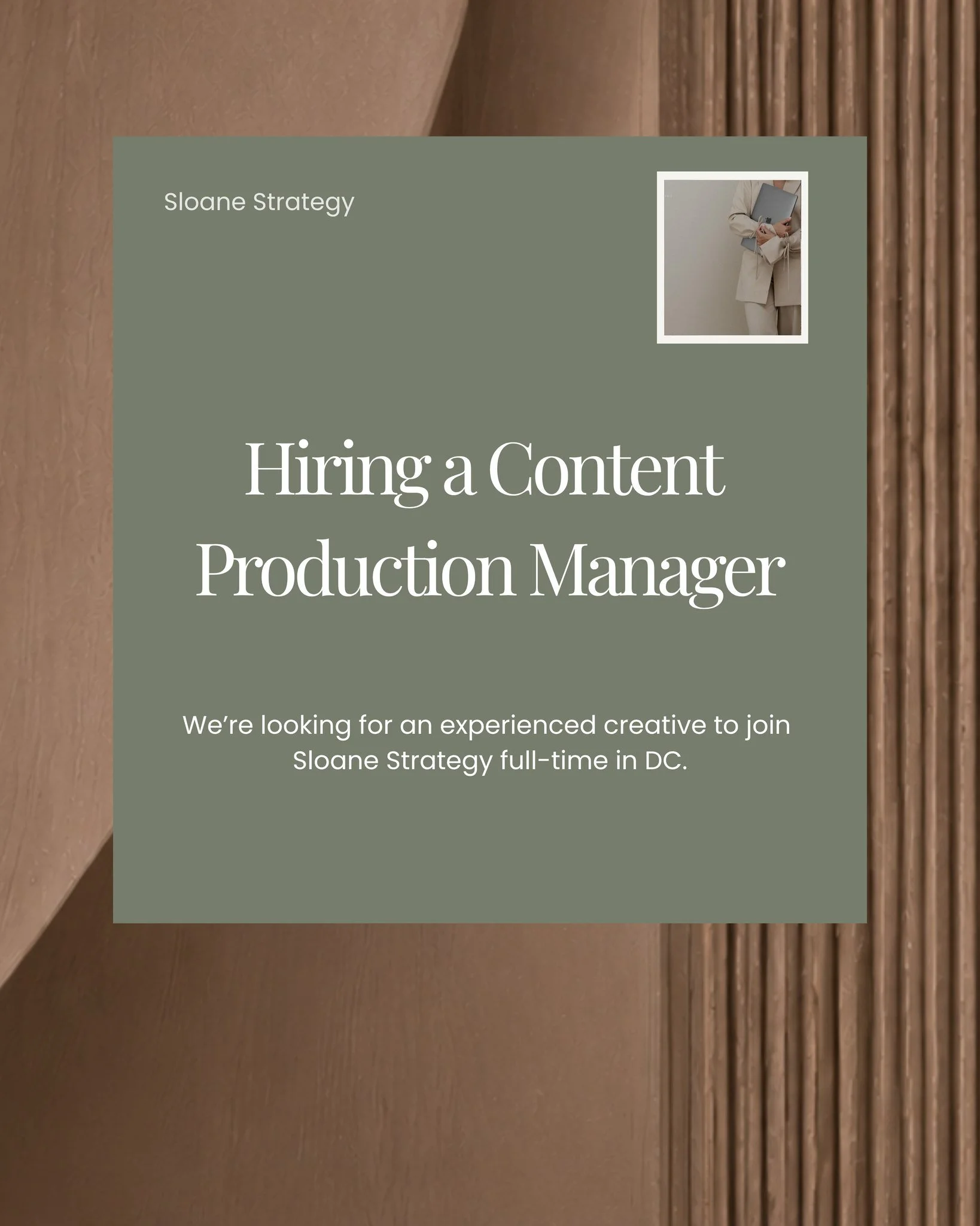 Sloane Strategy is growing, and we&rsquo;re looking for an experienced Content &amp; Production Manager to join our team full-time in the Washington, DC area.

This cross-functional role will lead client content production from start to finish, inclu