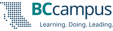 BCcampus logo with stylized map and text 'Learning. Doing. Leading.'