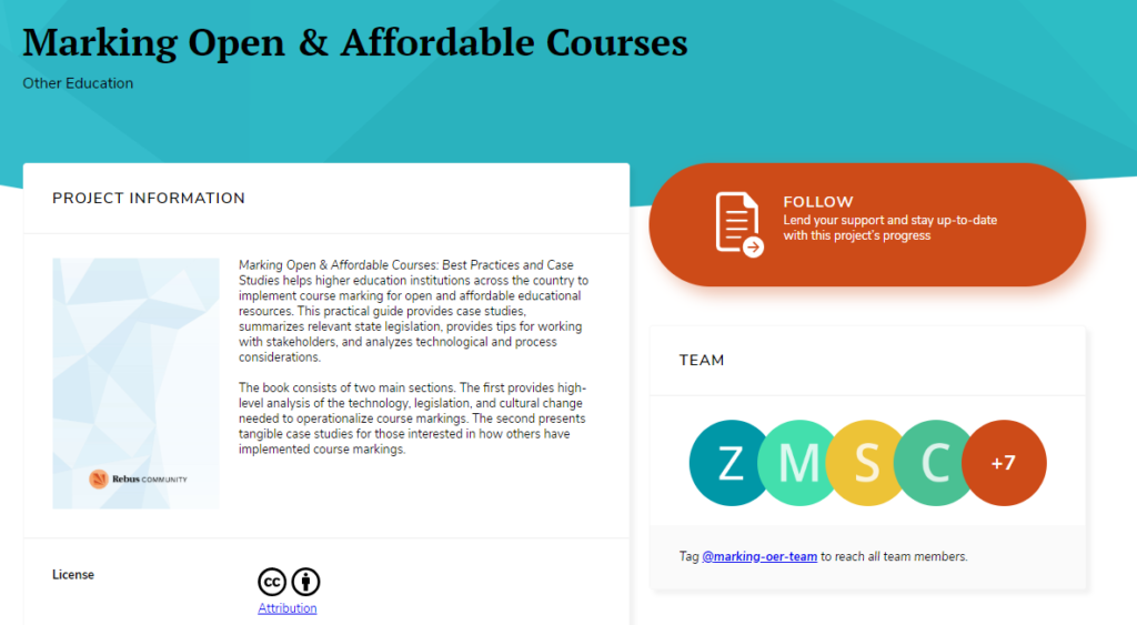 Reports: Marking Open & Affordable Courses