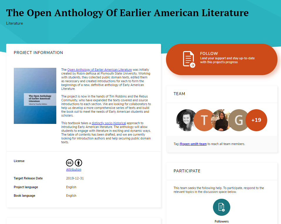 Reports: The Open Anthology of Earlier American Literature