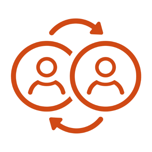 Two people in a circle with arrows point in a circle