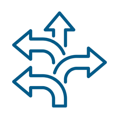 Blue multi-directional arrows