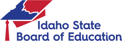 Idaho State Board of Education logo with a red and blue arrow and text.