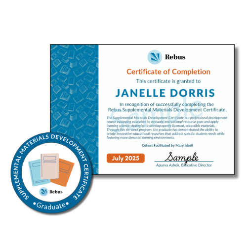 Badge and certificate of completion