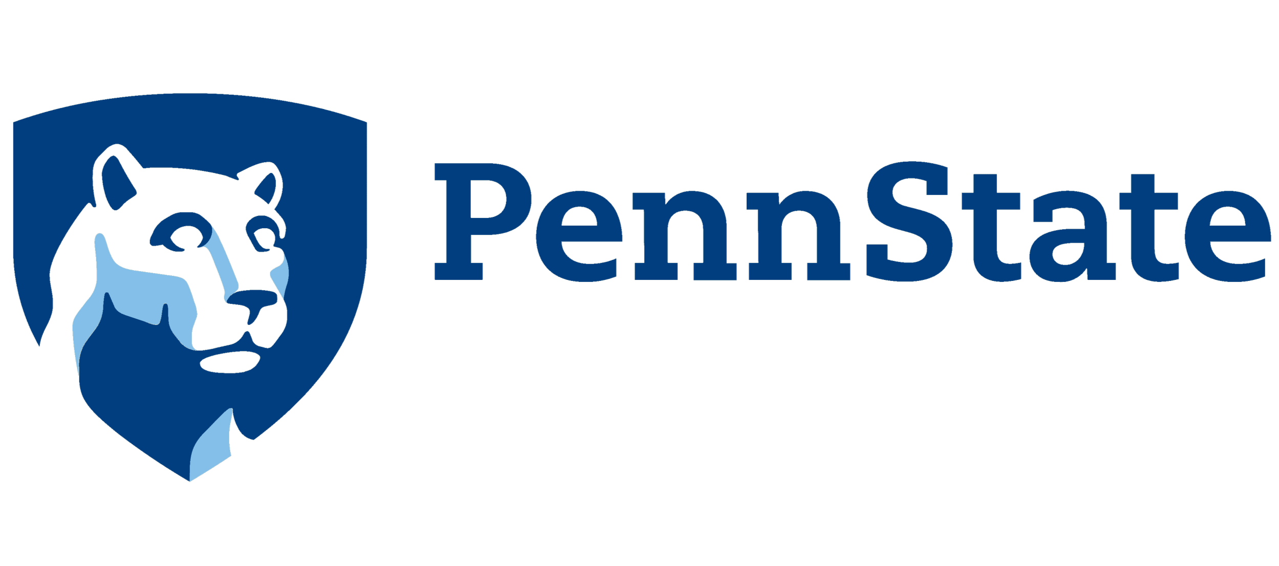 Penn State logo featuring a stylized lion's head in blue and black with the text 'Penn State' in blue.