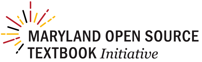Logo of Maryland Open Source Textbook Initiative with a stylized sunburst design in red and yellow.