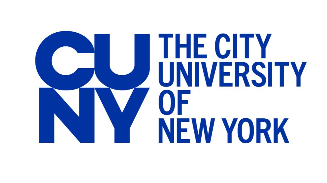 Logo of The City University of New York with blue text on black background.