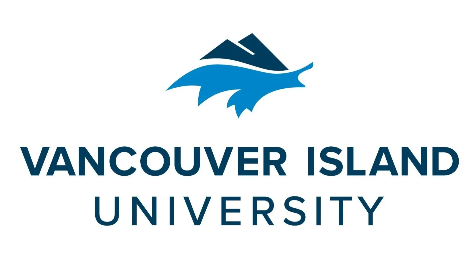 Logo of Vancouver Island University featuring a stylized image of a mountain and a whale, with the university's name below in bold letters.