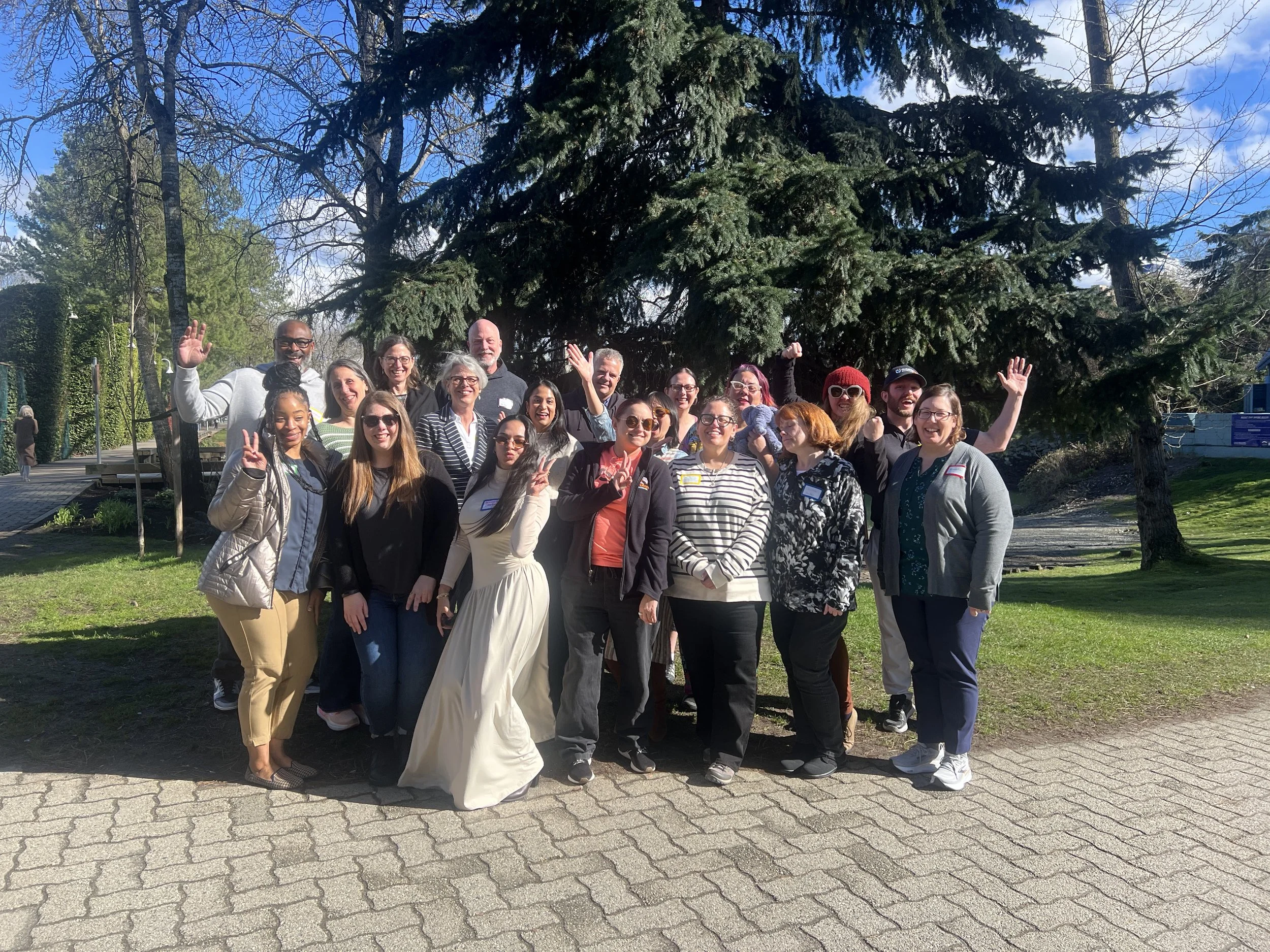 Luminary fellows and facilitators enjoy time outside during the in-person gathering in Vancouver, BC.