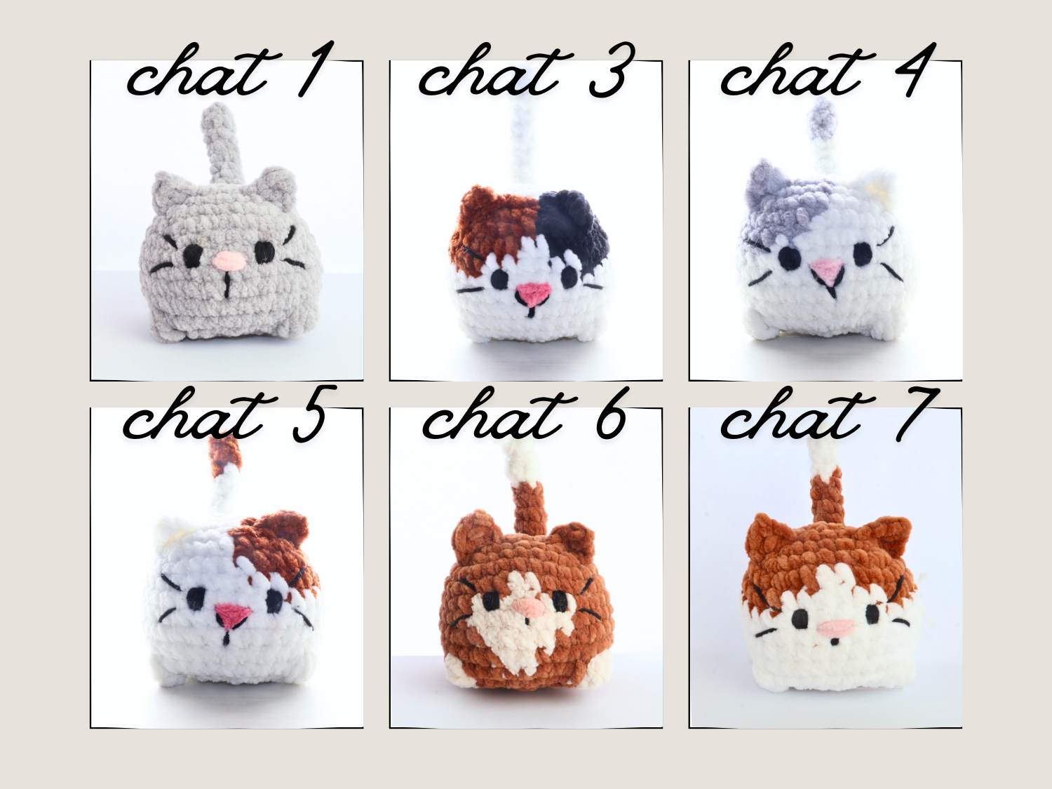 Peluche chaton au crochet- PERSONNALISABLE sur commande – délai 5 à 10 jours