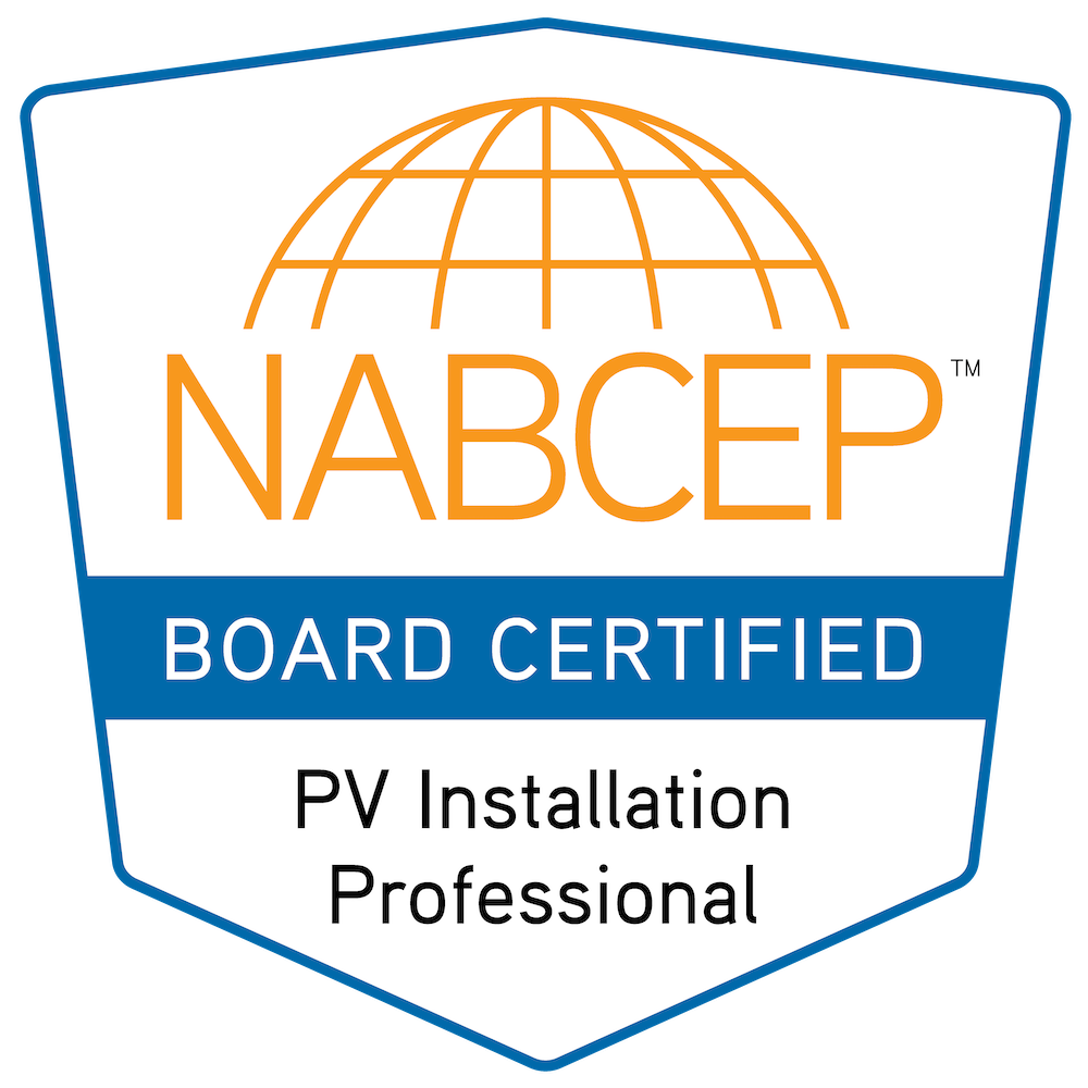 NABCEP board certified PV installation professional badge