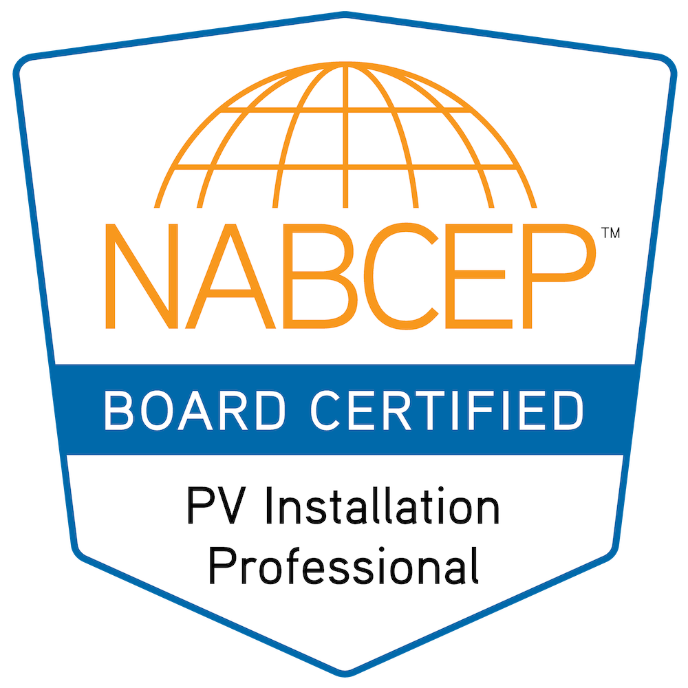 NABCEP board certified PV installation professional badge