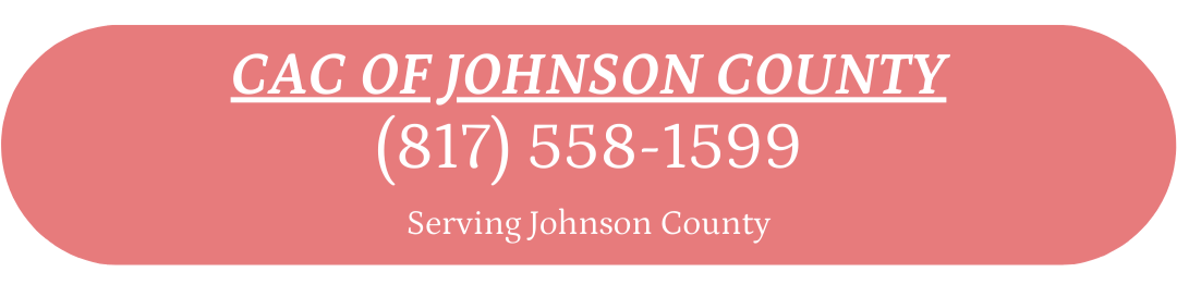 Business card for CAC of Johnson County with phone number (817) 558-1599, serving Johnson County, with a red rounded rectangular background and white text.